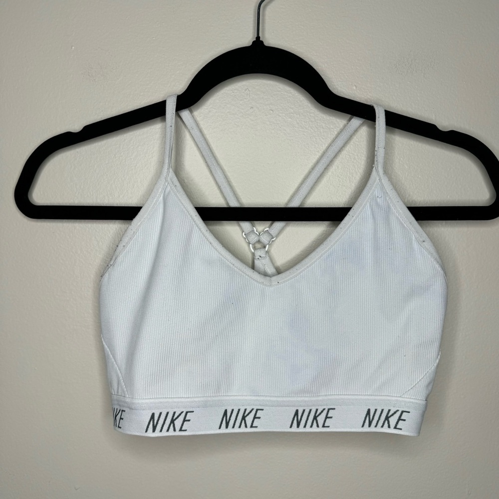 Nike Dri Fit White Sports Bra - size medium